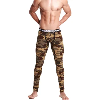 

Men's Camouflage 2019 yoga pnats Print Cotton Sports Leggings Thermal Long Johns Underwear mens Pants c0315