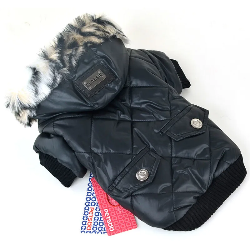 Pet зимнее теплое пальто Чихуахуа для Мопсов, французских бульдогов ткань для большой собаки, кота Кофты для щенков с плюшевая шапка зимняя куртка наряд
