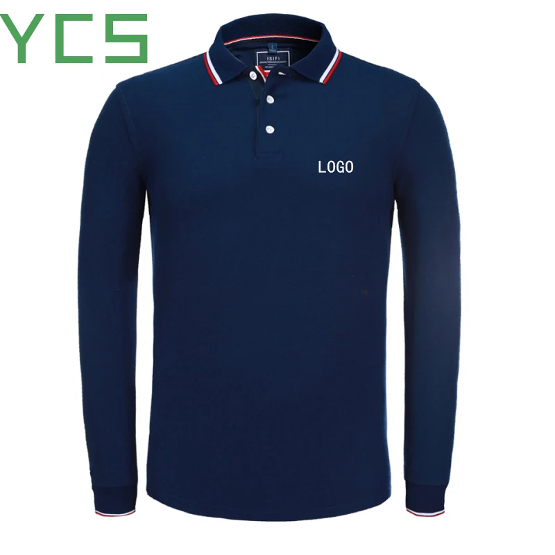 YCS Store Custom85% Cotton Long Sleeve Polo Shirt Men /Wome Custom Text Name Personalized Message or Image for Unisex polo shirt