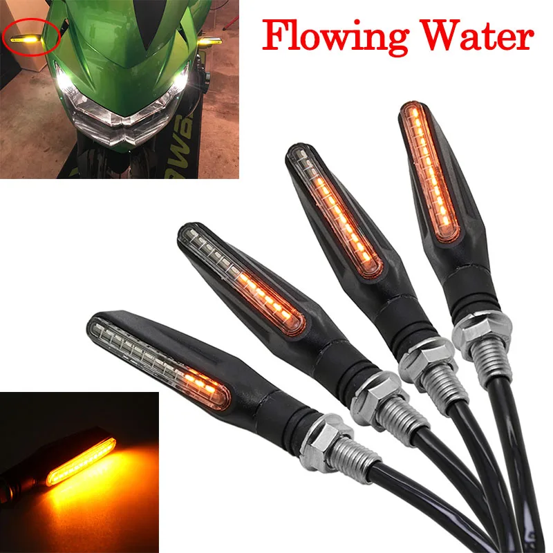 

Pair Motorcycle Flexible Bendable Flowing Water Flasher LED Turn Signals Lights Direction Indicator For Honda Shadow Goldwing