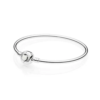 

925 Sterling Silver Moments Loving Heart Clasp Silver Bangle For Women Silver Jewelry Charm Bracelet