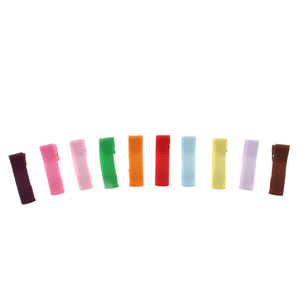 Cute 20Pcs/Lot  DIY Girls Children Baby Kids Fashion Accessories Solid Ribbon Covered Alligator Hair Clips Hairpins