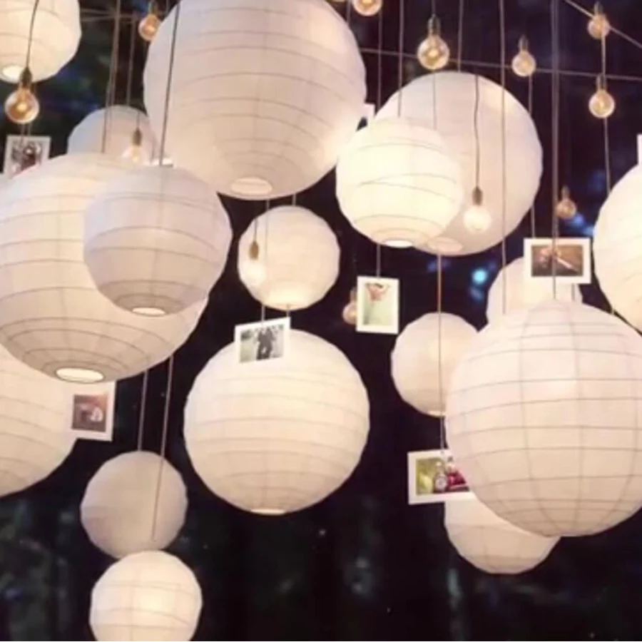 30 шт./лот смешанные размеры(20 см, 30 см, 35 см, 40 см) фонарики из белой бумаги китайский бумажный мяч лампионы для украшения свадебной вечеринки Новые