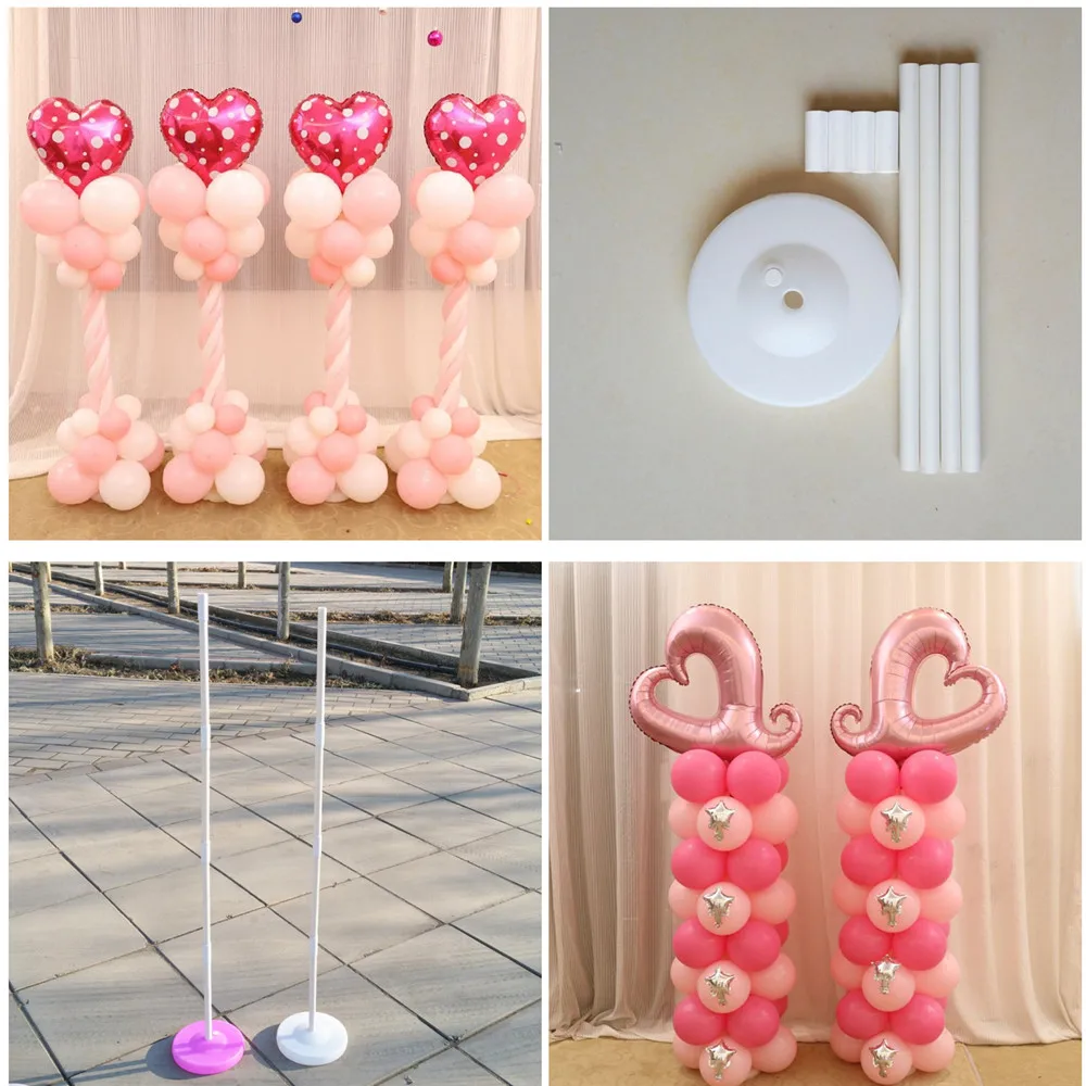 2 Set 150cm Balloon column base /stick /plastic poles +15 clips Balloon