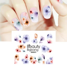 BeautyBigBang наклейки для нейл-арта, градиентные Цветочные наклейки, Цветочные наклейки, наклейки для маникюра, очаровательные украшения для нейл-арта