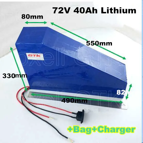 Треугольник 72 V 40Ah литий-ионный аккумулятор для 4000 W ebike мобильность скутер рикша горный велосипед Fat велосипед пляжный велосипед
