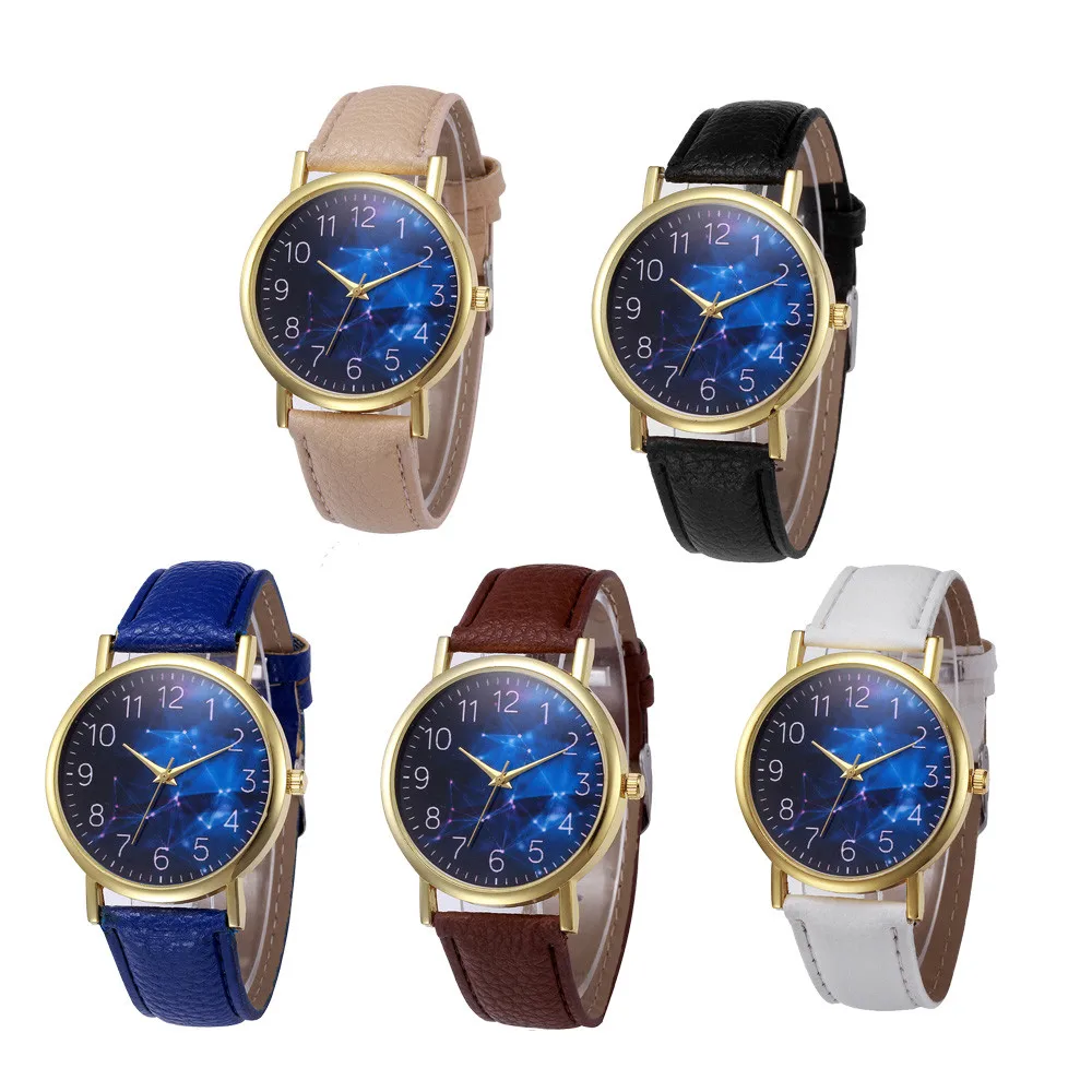 

Montre Femme Quartz Watch Ladies Retro Design Leather Band Analog Alloy Quartz Wrist Watch 2018 A#