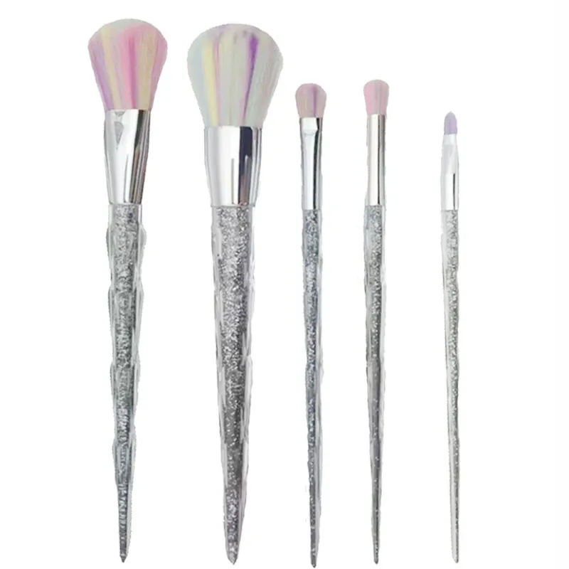 2017 Factory Direct Supply 5 Pieces New Makeup Brush Set With Silver