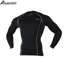 ARSUXEO Для мужчин компрессионные колготки спортивные Для мужчин футболки для бега одежда с длинным рукавом рубашки тренировки тренажерный зал Футболка; одежда работает рубашка
