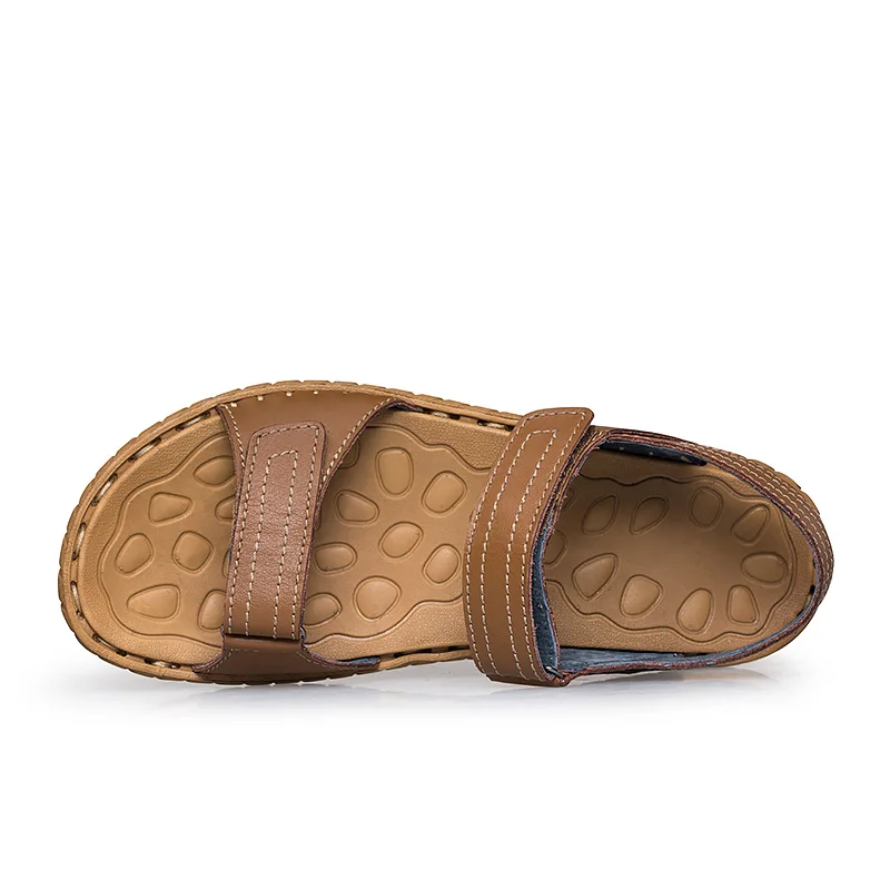 الصيف الرجال الصنادل مريحة جلد طبيعي حذاء كاجوال هوك حلقة إطارات دراجة تسلق الجبال خفيفة الوزن الرجال صنادل شاطئ شهم ساندا 5005 M