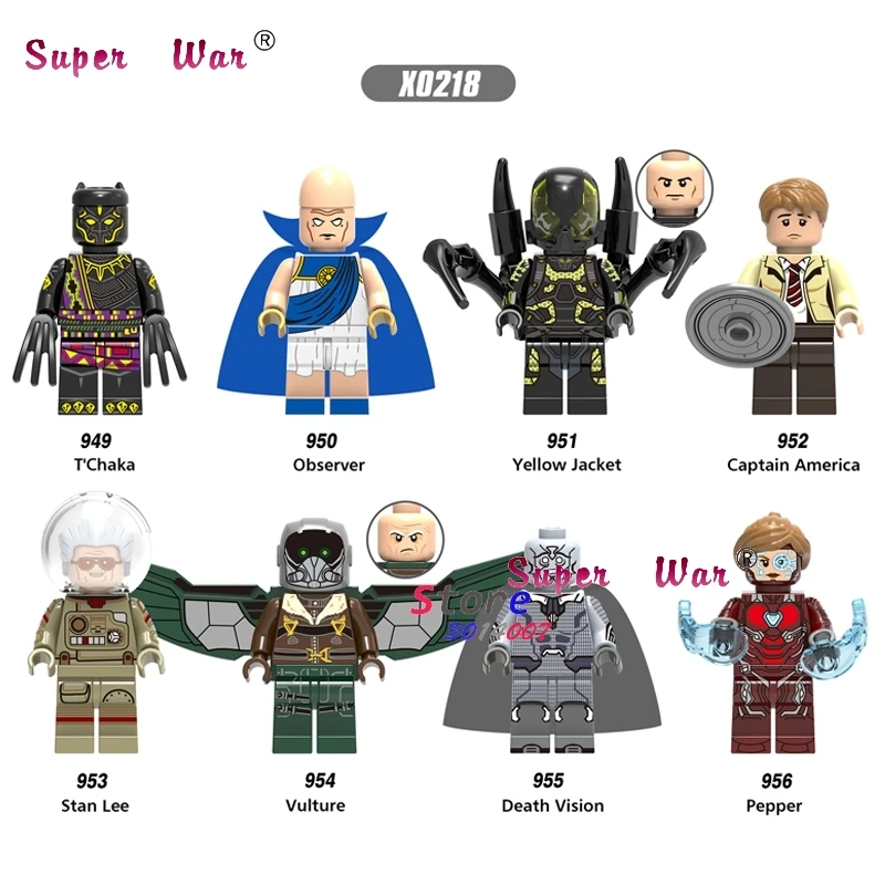 

Single Infinity War T'Chaka Observer Yellow Jacket Stan Lee Death Vision Pepper Figure building blocks toy for children