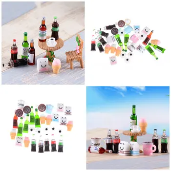 

5PCS Mini Home Craft Ornament Shadowbox DIY Landscaping Decor for Kid Mini Beer Drinks Milks Dollhouse Miniature Realistic Shape
