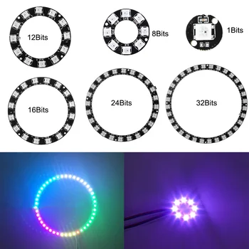 

1PC Useful WS2812B 5050 RGB LED Ring 1- 32Bit Built-in Integrated Drivers Addressable Black Panel LCDs & Display Modules