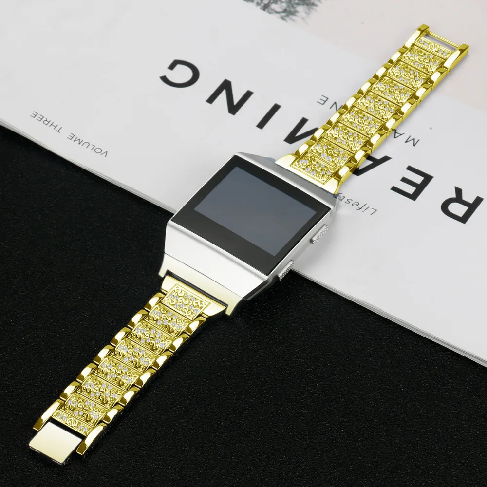Metal Bands for Fitbit Ionic Replacement Band stainless steel with Rhinestone Bling Adjustable Bracelet  (11)