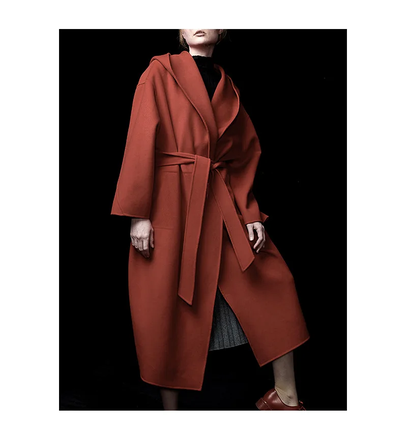 Noir À Capuchon brown brick blanc Survêtement Concepteur Solide 2018 De Marque 100 Red Haute Qualité Manteau camel Nouveau Mode Laine Couleur Femmes Étoiles Femelle w6qUTHOO