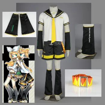 

Athemis Vocaloid Kagamine LEN Cospaly Sailor Suit Girls Uniform with Belt Lanyard Accessories Cosplay Costume 7 PCS