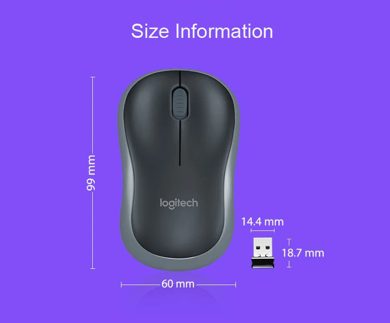 Новая версия мышь logitech M185 UP M186 оптическая эргономичная 2,4 ГГц Беспроводная USB оптическая мышь 1000 dpi