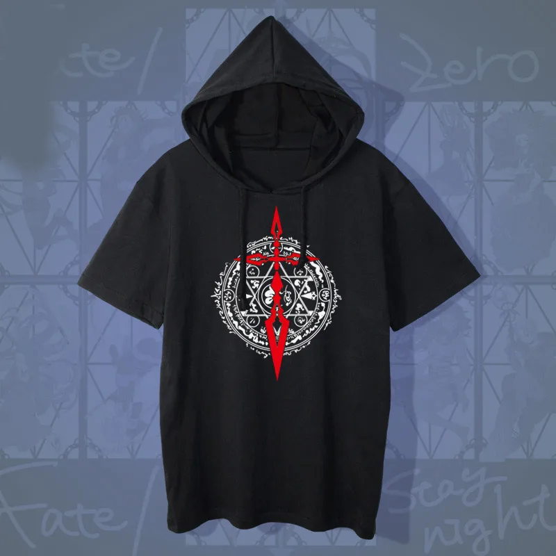 Новинка футболка с капюшоном и коротким рукавом надписью fate stay night extlla