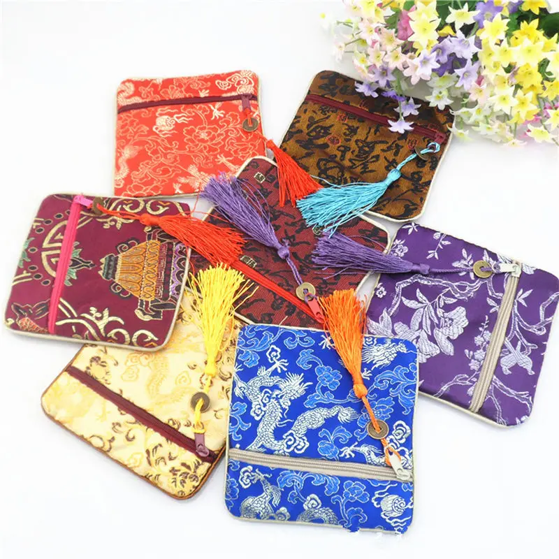 

Подарочный мешок для упаковки ювелирных изделий, Шелковый Атласный китайский мешочек, колье, серьги, браслет, дорожные мешочки для хранения ювелирных изделий, F20173364