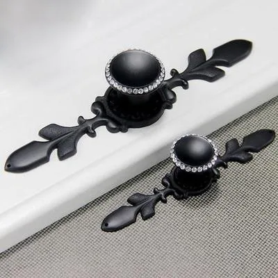 Crystal Pulls Handle Black Drawer Knobs Glass Dresser Kitchen Cabinet Handles Blingbling Hardware | Обустройство дома
