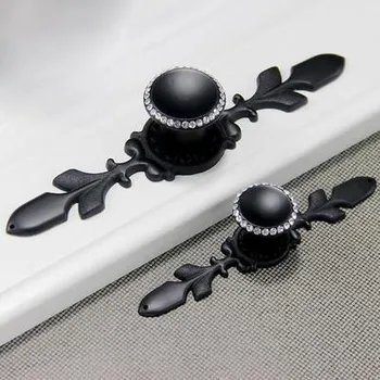 Crystal Pulls Handle Black Drawer Knobs Glass Dresser Knobs Kitchen Cabinet Handles Knobs Blingbling Hardware