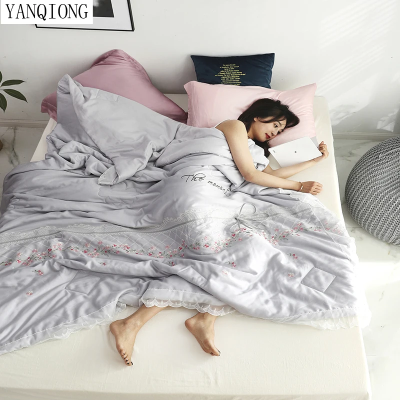 

YANQIONG Little fresh series 100% tencel fabric comforter quilt summer bedding free shipping