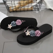 Новое поступление; летние женские Вьетнамки; женская пляжная повседневная обувь с цветами; Вьетнамки для девушек