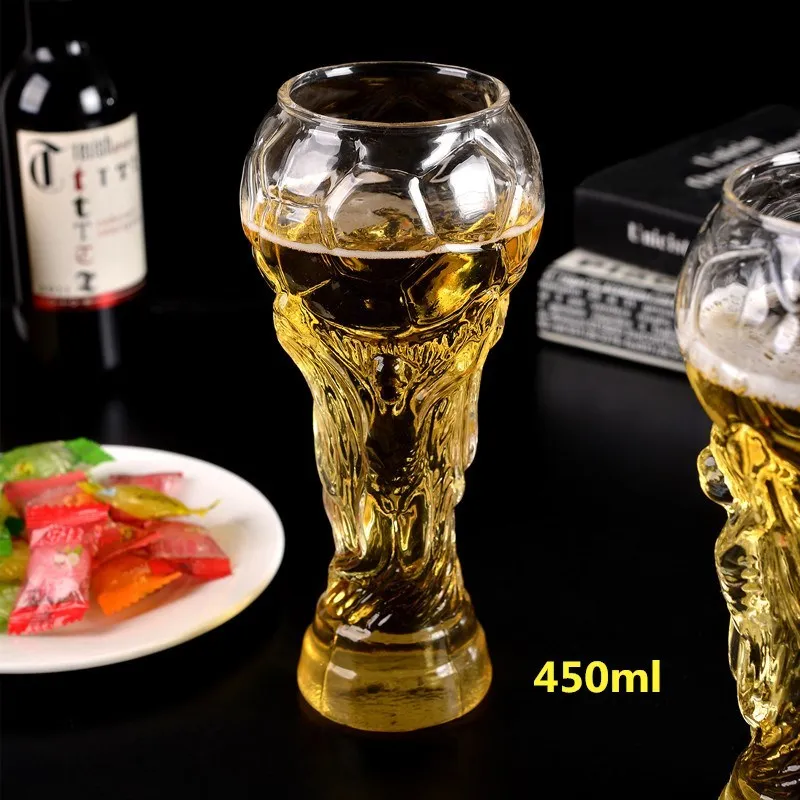 

450ml Football titan cup shape Glass Beer Steins Crystal Glass Whiskey Drink ware Bar beer glass voteball cup Free shipping