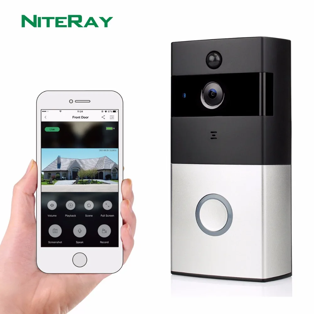 

WiFi Smart Video Doorphone 1.0MP HD 720P IP Camera Wireless Video Intercom System Waterproof IOS Android APP Mobile Doorbell