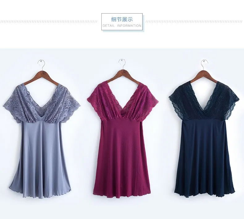 2017 Summer Lace Pajamas Lounge Women Modal Sexy V