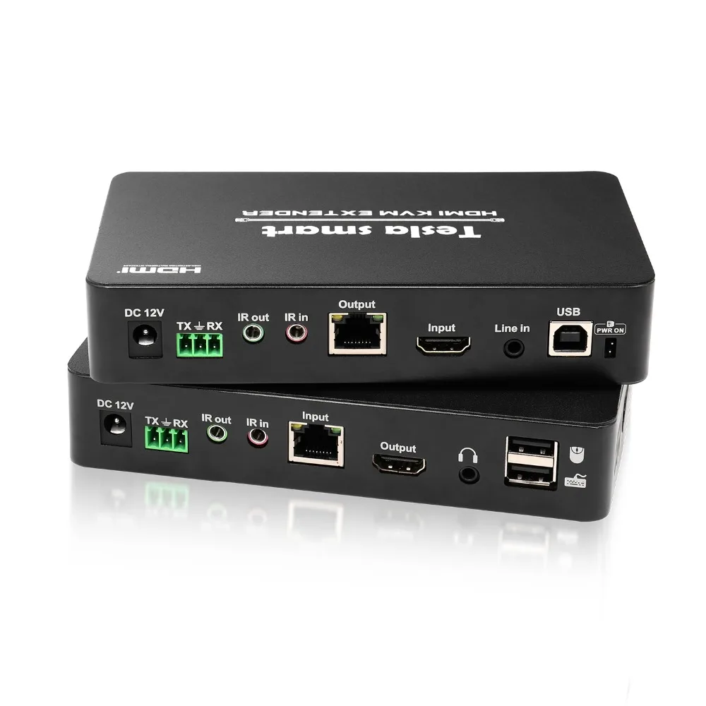Tesla smart Multi-function HDMI KVM Extender 4K 100M HDMI KVM+Audio Extender by CAT5e/6 (1 Extender TX+1 Extender RX) Tesla smart Multi-function HDMI KVM Extender 4K 100M HDMI KVM+Audio Extender by CAT5e/6 (1 Extender TX+1 Extender RX)