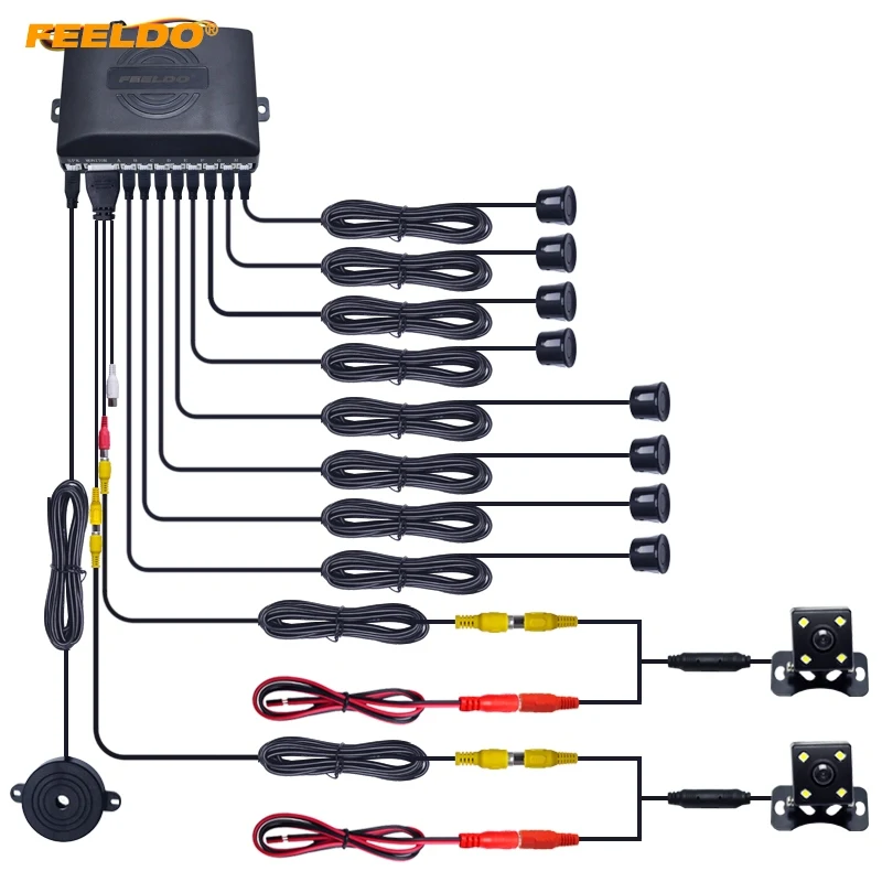 FEELDO 1Set Car 8 Sensor Parking Sensor with 2pcs Night Vision LED font b Camera b