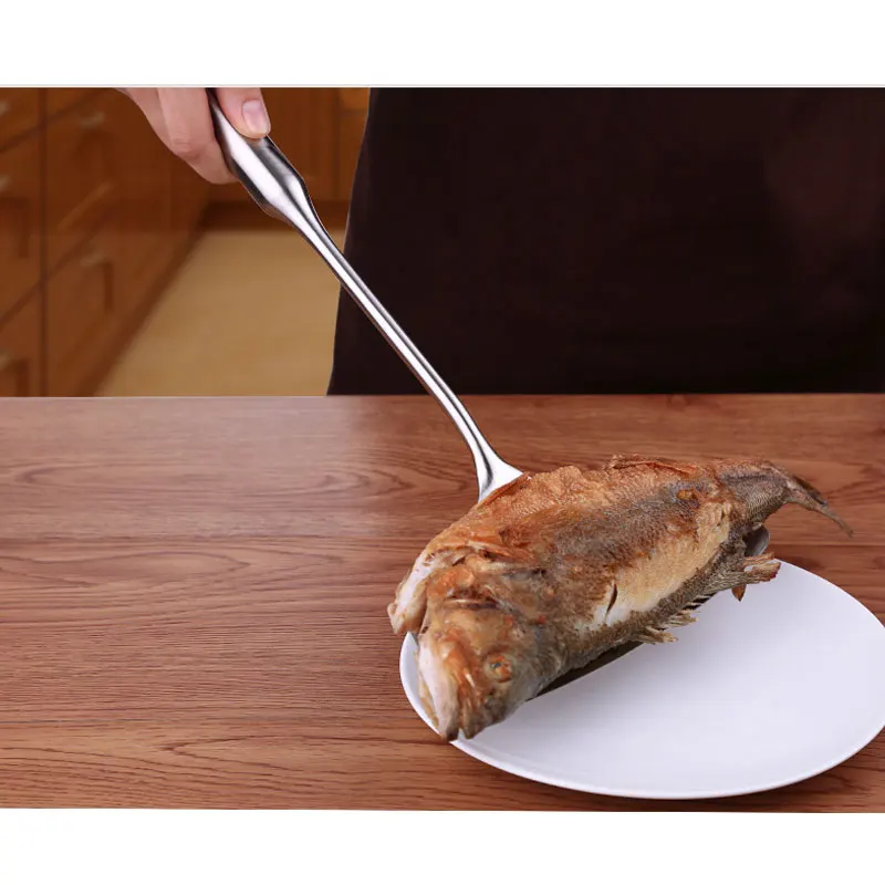 Кухня из нержавеющей стали лопаточка для рыбы Тернер Яйцо Тернер с удобной и длинной ручкой