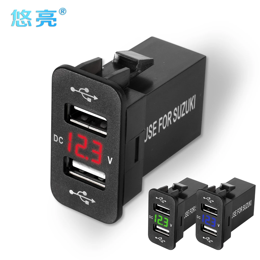 

The Newest Dual Usb Charger For Suzuki Car Mobile Battery Charger With Voltmeter 5V 4.2A LED Display Professional Manufacturer