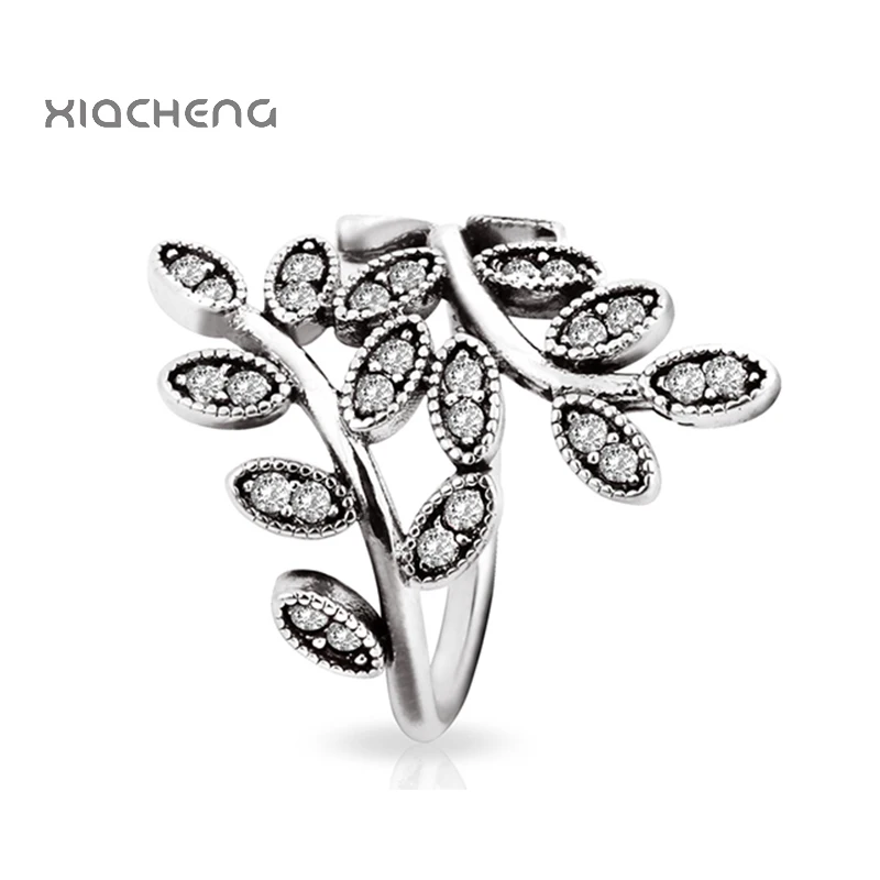 Authentic 100% 925 Sterling Silver Wedding Rings With Crystal Leaf Style For Women Jewelry | Украшения и аксессуары
