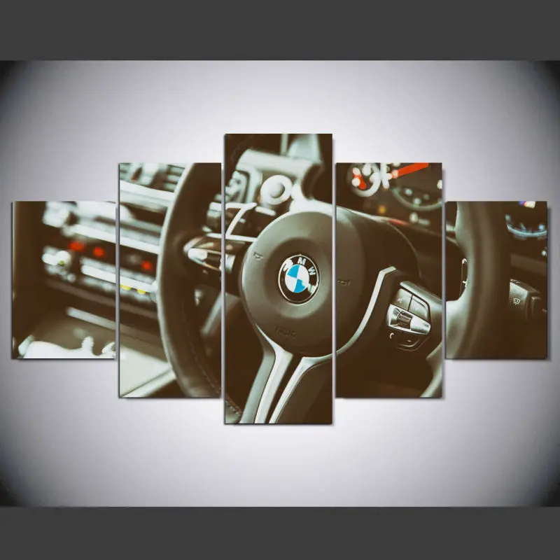 Car The steering wheel 5 Piece Canvas Wall Art - HD Printed Hanging