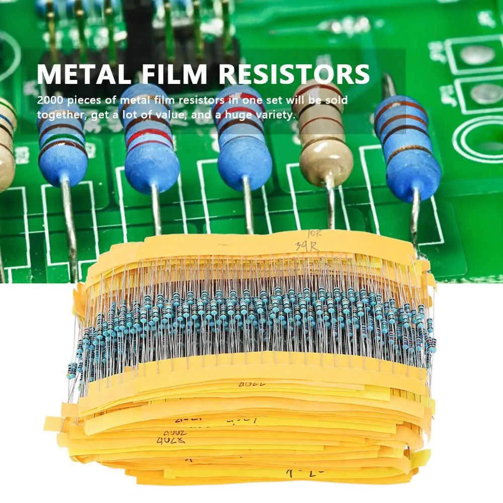 2000 шт. 1/4 W 100 значения 1ohm ~ 1 м металлический пленочный резисторы Ассортимент Компоненты комплект