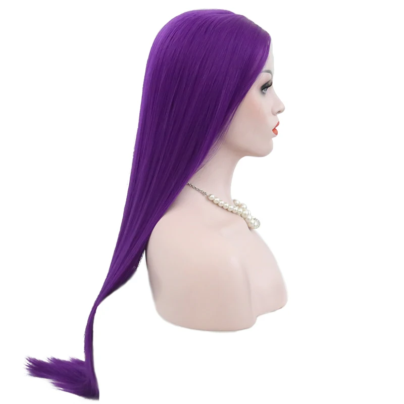 JOY & BEAUTY фиолетовый цвет Glueless Высокая температура волокна волос длинные прямые волосы средняя часть синтетический парик фронта шнурка для