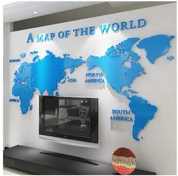 

DIY 3D Acrylic Wall Sticker Wallpaper of World Map for Office Living room decor