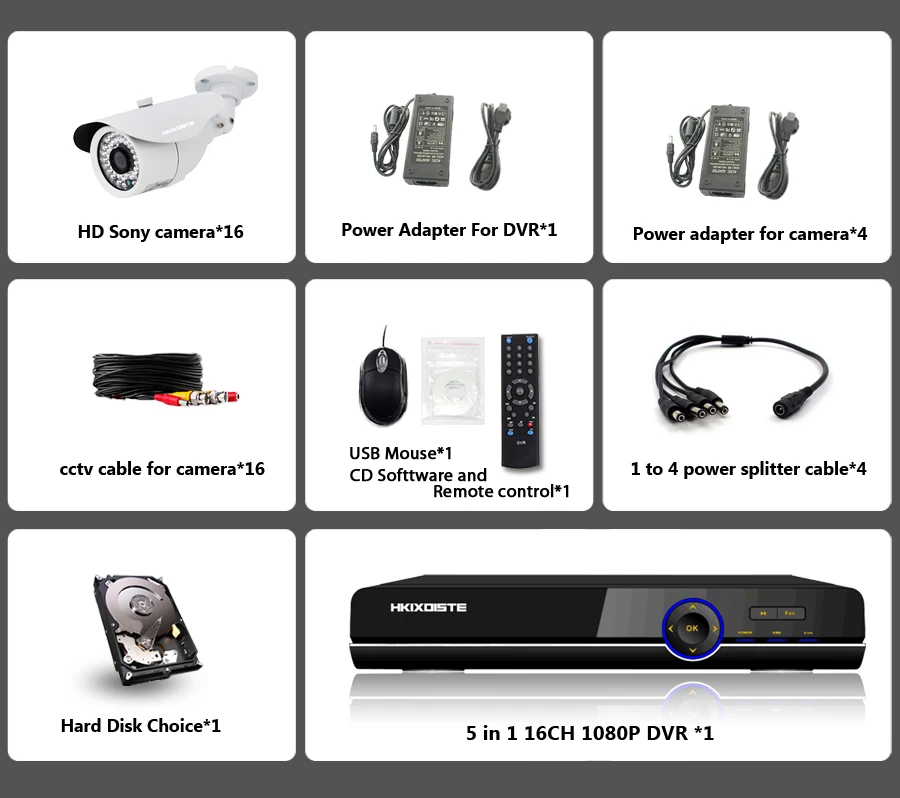 16CH HD AHD 2MP DVR домашний наружный системный комплект для фотокамеры 36 шт. led SONY 1200TVL видео контрольная Пуля CCTV камера системы