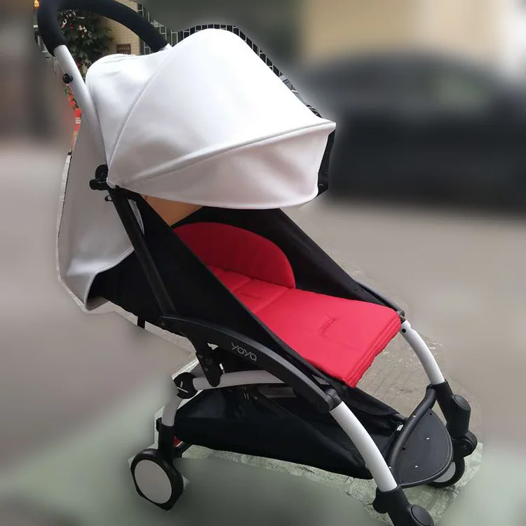 175 градусов коврик для детской коляски+ солнцезащитный чехол для Babyzen yoyo Yoya коляска для новорожденного аксессуары солнцезащитный Навес Подушка подкладка сиденья - Цвет: white pu leather