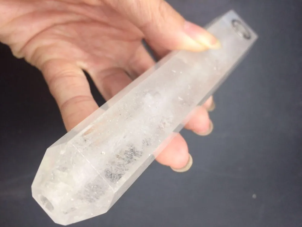 Natural quartz clear white stone Crystal overlong Smoking Pipe strainer quartz stone tobacco pipe healing wand point (4)