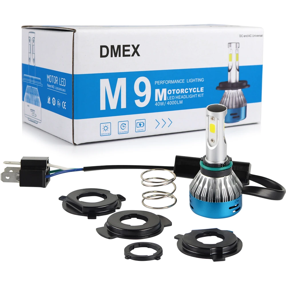 DMEX 1 шт. M9 DC/AC 10-80 в 9003 H4 комплект светодиодных ламп для мотоциклетных фар 6000K белый |