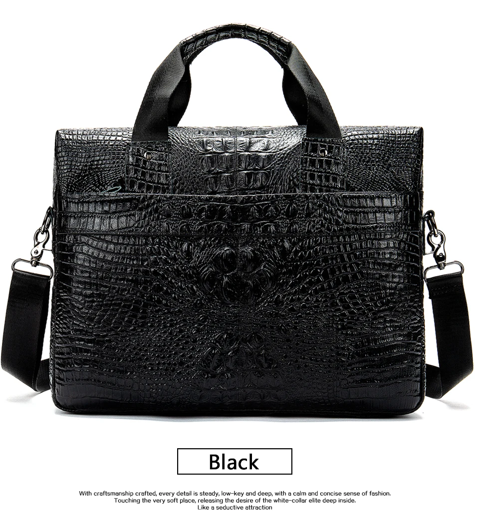 18 Men's Genuine Leather Briefcase Male man computer Laptop Bags For Men Cow Leather Men's Bag Crocodile Pattern handbags