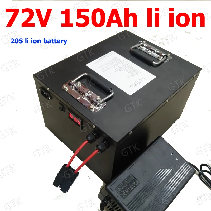 

GTK waterproof li ion 72v 150Ah lithium ion battery 100A BMS for 72v 7000w bike tricycle Motocycle AGV Industrial +10A charger