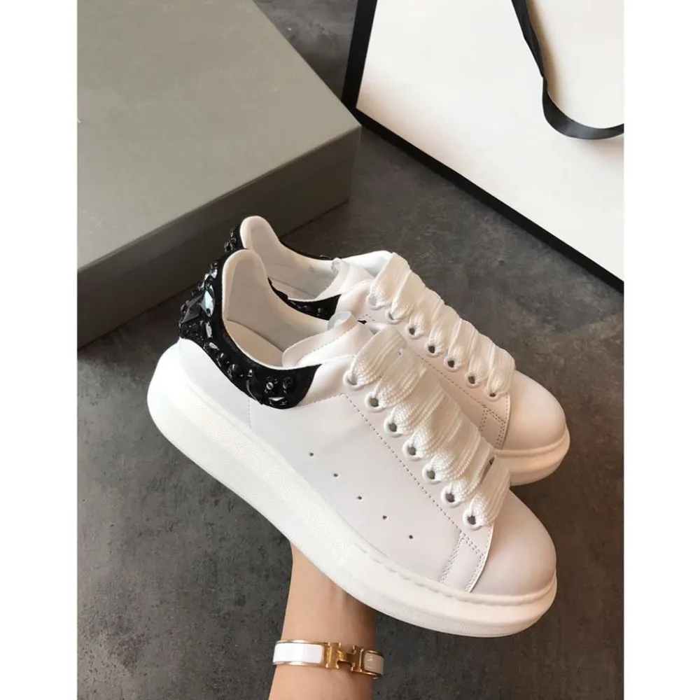 Белые теннисные туфли со стразами Женские кроссовки Роскошные дизайнерские