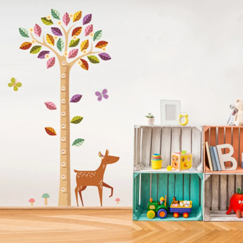 

Colorful Large Tree Height Ruler Deer Wall Stickers Height Measurement Kids Room Nursery Wall Decor Mural Poster Growth Chart