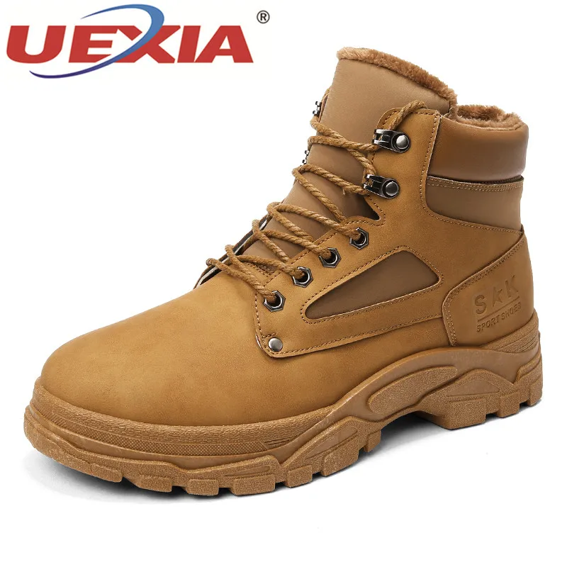 

UEXIA New Warm Winter Snow Boots Man Shoes Plush Casual Sneakers Slip-Resistant Walking Footwear Masculina Bota Chaussure Homme
