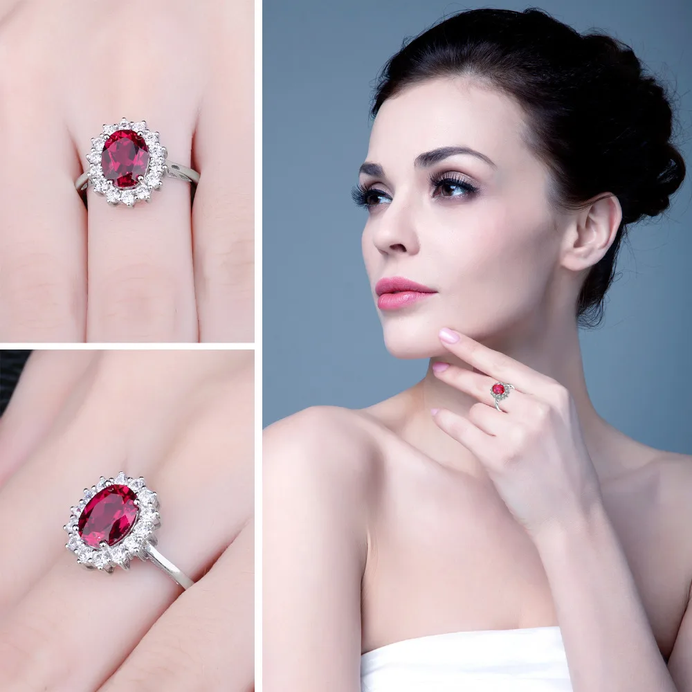 Bague de Fiançailles Femme Bagues Princesse Kate Middleton Mariage Promise Alliance Bijoux femme Cadeau Anniversaire JewelryPalace Bague Lady Diana Saphir Bleu Emeraude Femme Argent 925 Plaqué Or