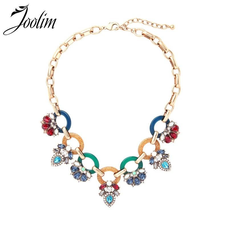 

JOOLIM 2018 New Link Chain Flower Statement Collar Necklace Big Necklace